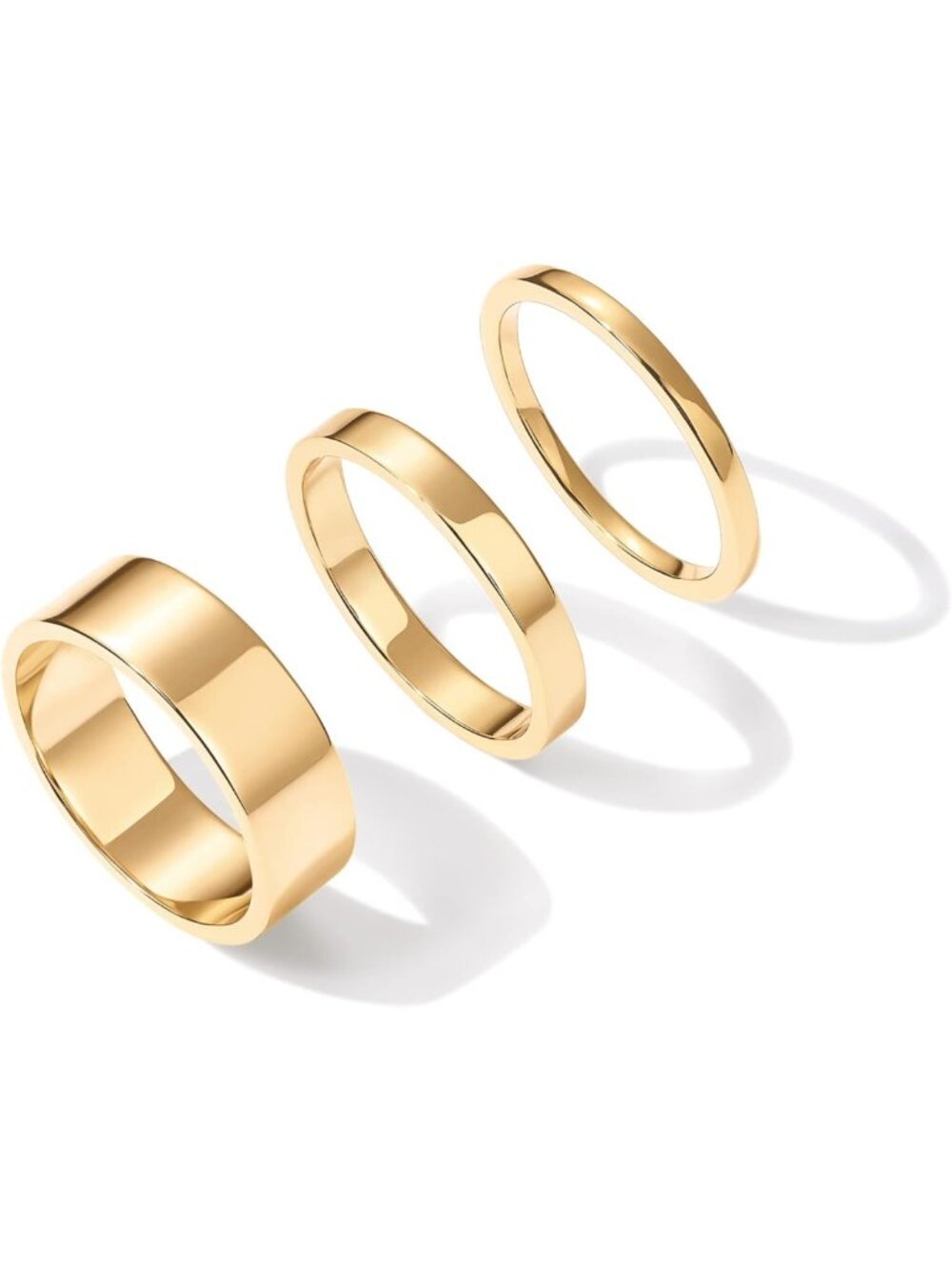 18K Gold Plated 3-Piece Stacking Ring Set for Women - Elegant Fashion Jewelry